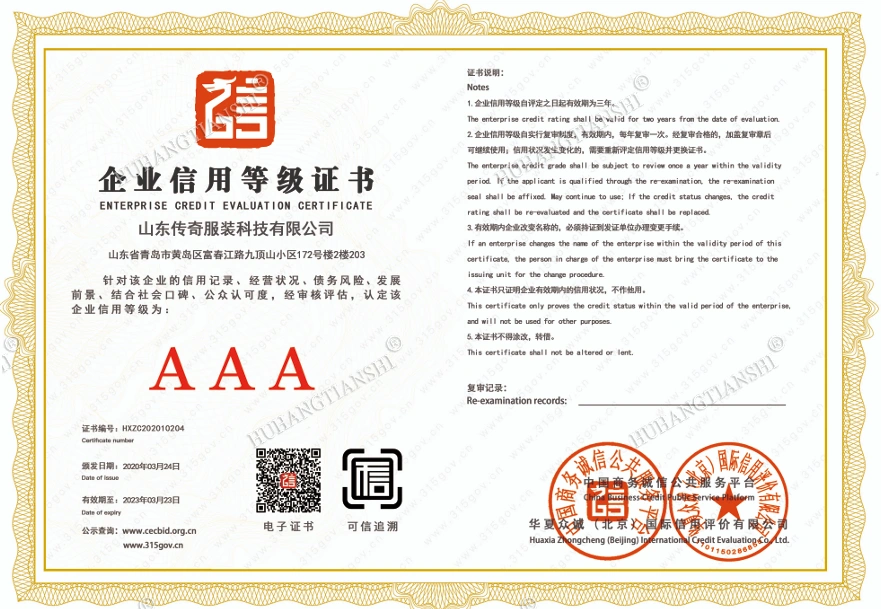 Corporate Credit Rating Certificate